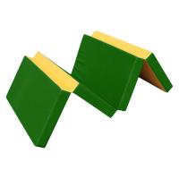 Мат спортивный гимнастический складной 200х100х10 см (4 сложения) желто-зеленый
