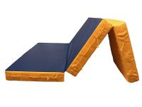 Мат спортивный гимнастический складной 150х100х10 см (3 сложения) желто-синий