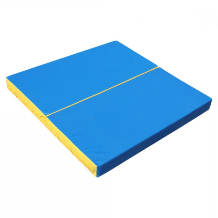 Мат спортивный гимнастический складной 100х100х10 см, желто-синий фото
